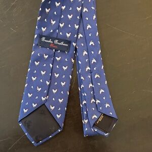 Brooks Brothers Navy Tie with Rooster Design